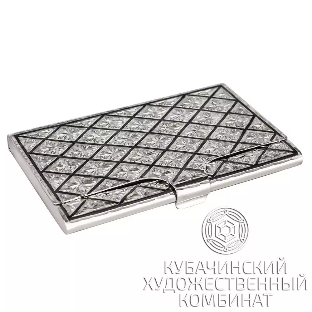 Визитница "Сеть" из серебра 