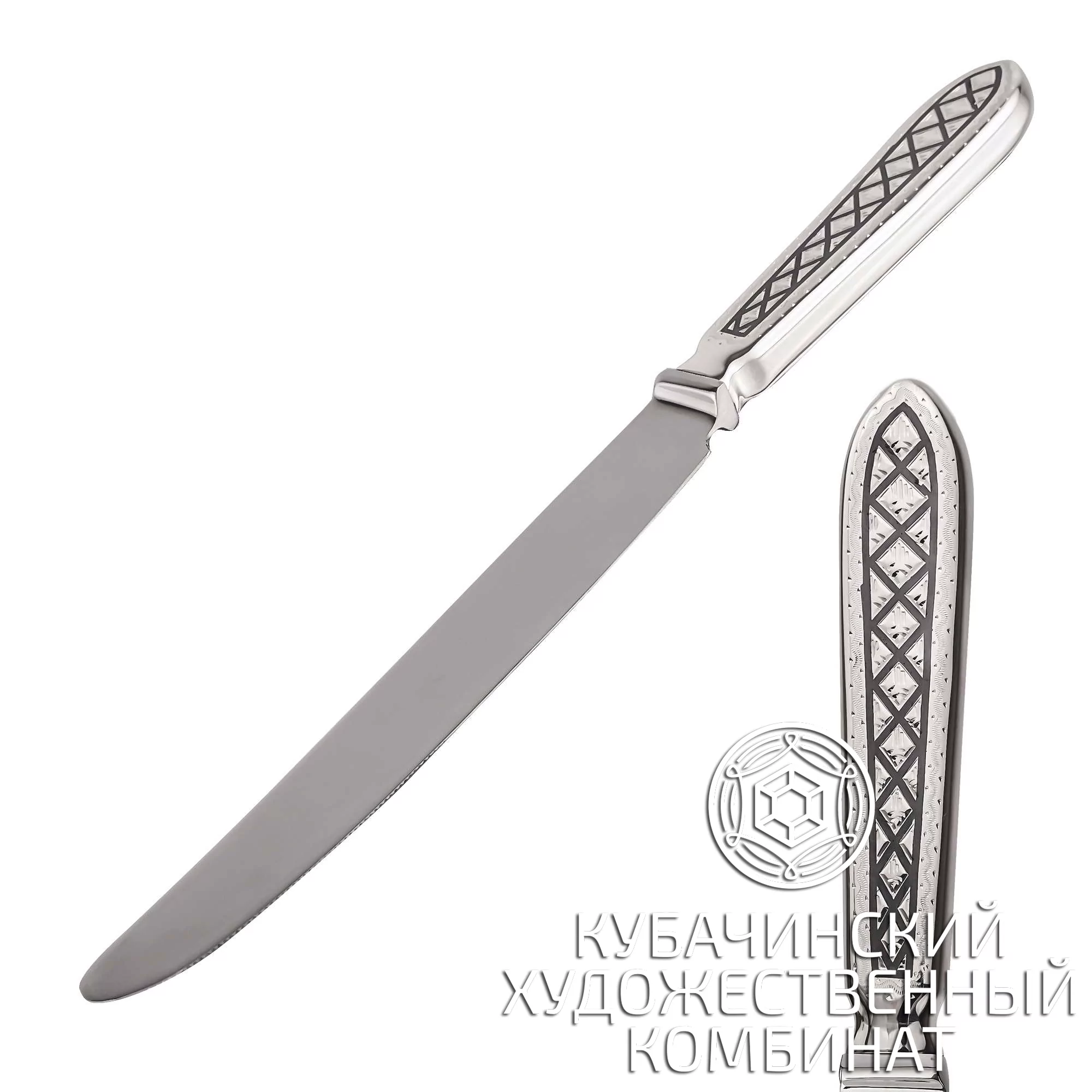 Нож столовый из серебра 925 пробы