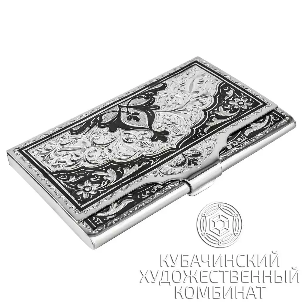 Визитница ручной работы из серебра