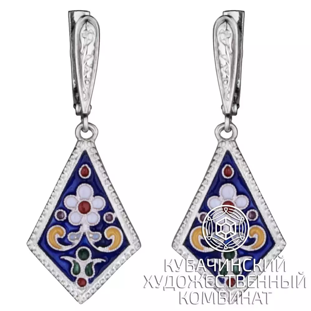 Серьги с эмалью Кубачи