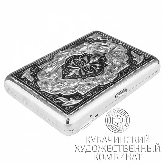 Портсигар с рисунком из серебра