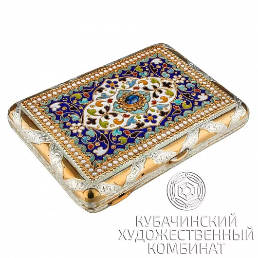 Портсигар из серебра с позолотой