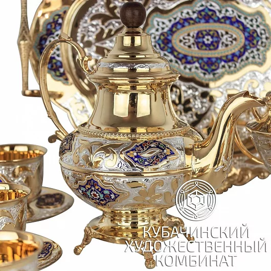 Чайный сервиз из серебра ручной работы Кубачинских мастеров